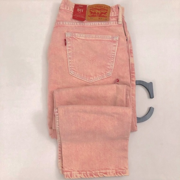 Men’s Levis 511 Sz 34/29 Pink Slim Fit Jeans - Picture 4 of 16